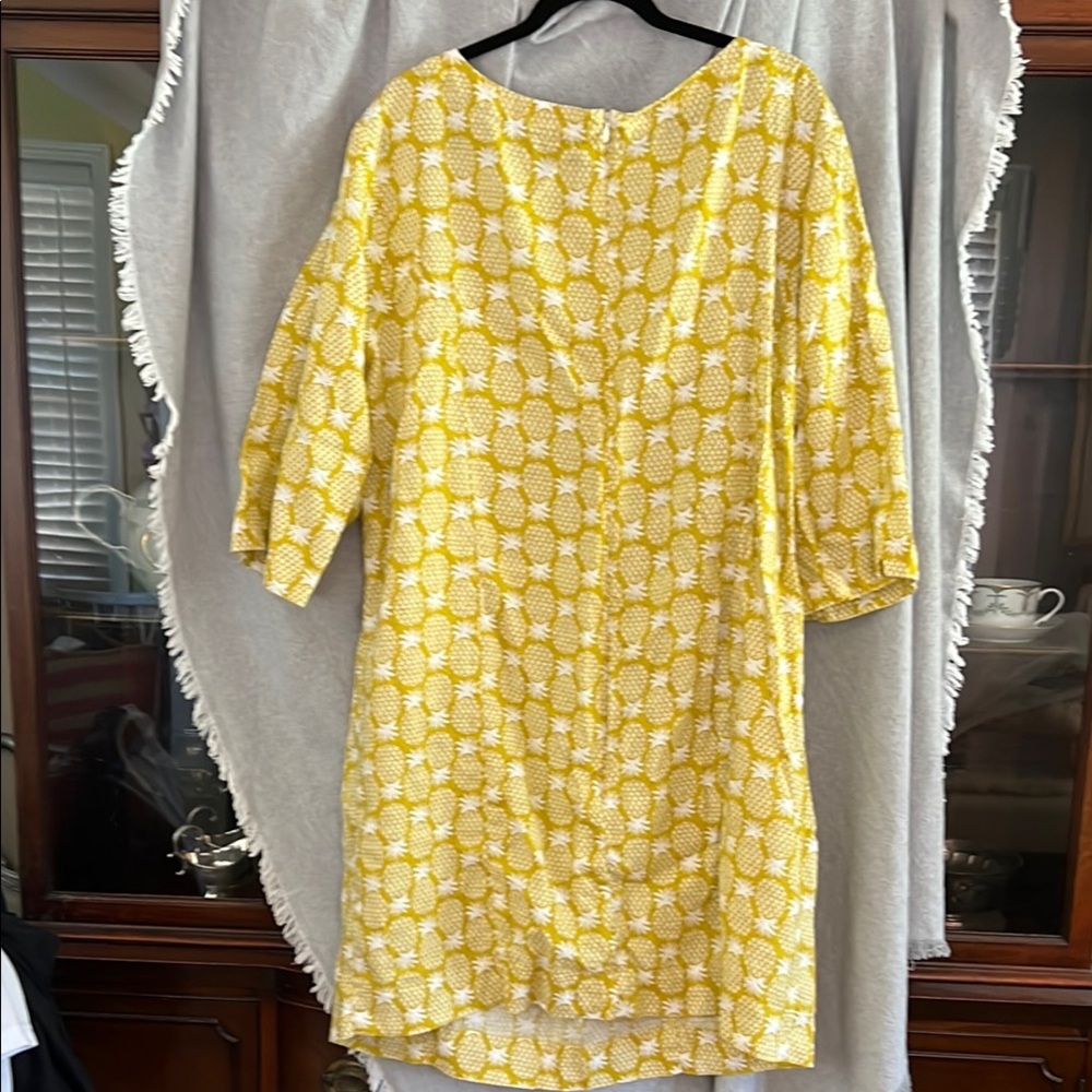 Yellow Patterned Women’s Shift Dress - Picture 3 of 6
